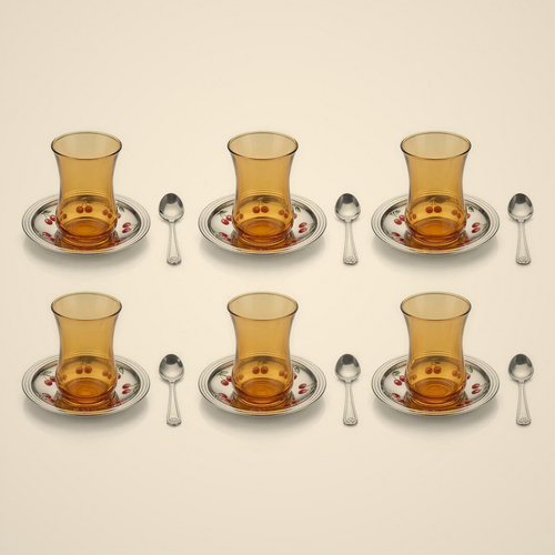Lanora Amber Silver-Tone Cherry Tea Set