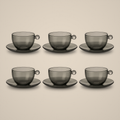 Lanora Smoke Glass Cup Set with Crystal-Ball Detail