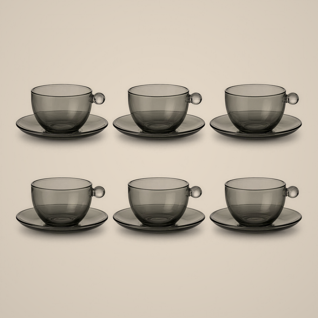 Smoke Glass Cup Set with Crystal-Ball Detail — included in this bundle