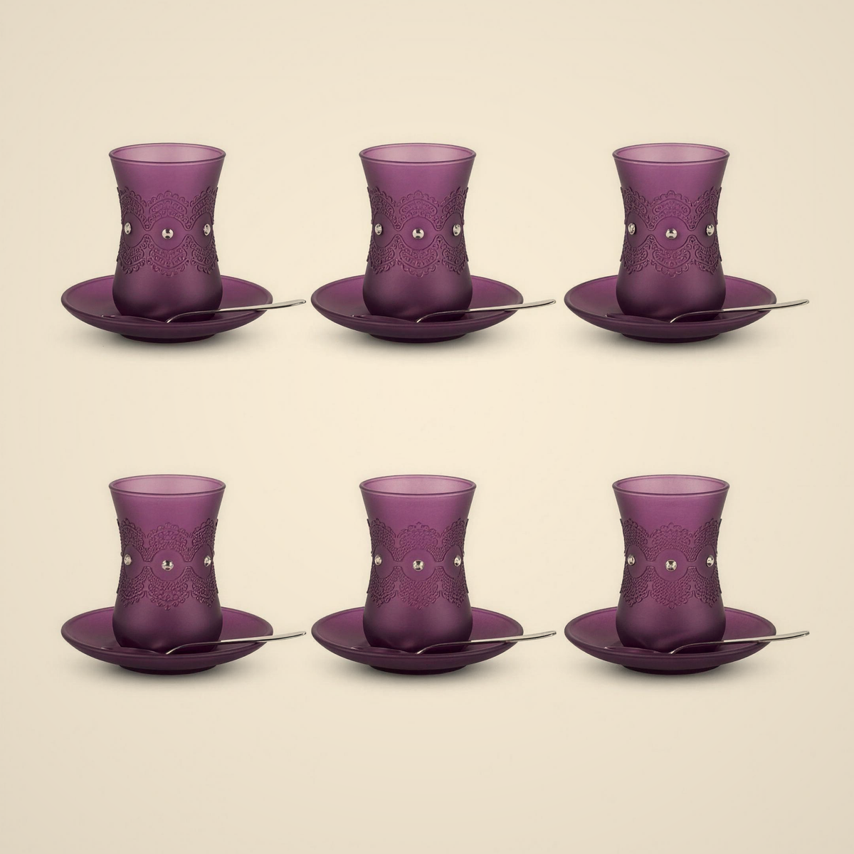 Lanora Lace Matte Purple Tea Set — 18 Piece