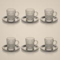 Lanora Sterling Cup Set with Metal Saucers and Crystal Detail