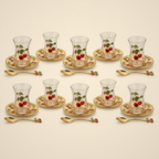 Cherry Tea Set with Metal Saucers and Spoons — 18 Piece — included in this bundle