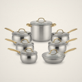 Lanora Belle Gold-Handle Stainless Steel Cookware Set — 8 Piece