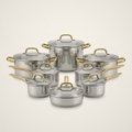 Lanora Column Gold-Handle Stainless Steel Cookware Set — 10 Piece