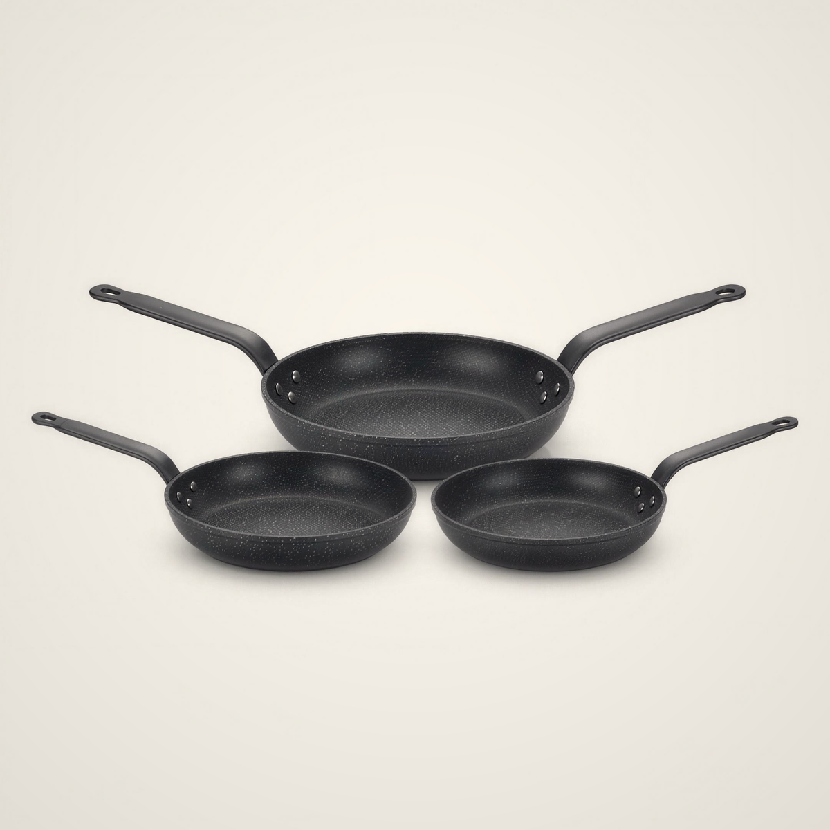 Lanora Forge Cast Granite Fry Pan Set — 3 Piece