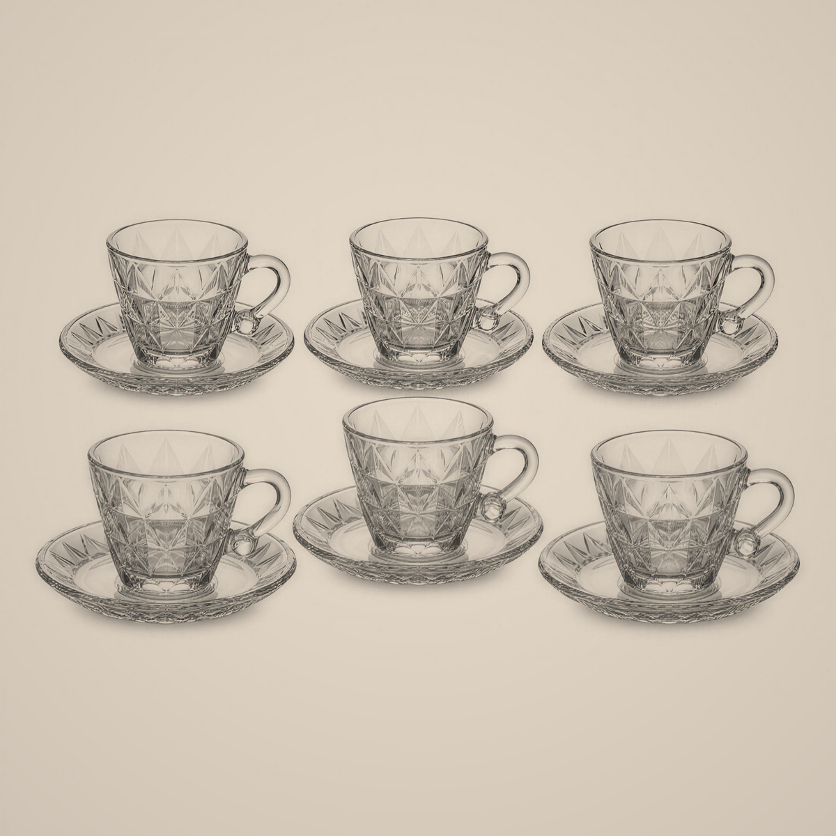 Lanora Pyramid Coffee Cup Set with Crystal-Ball Detail