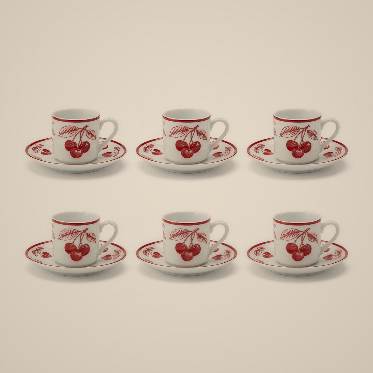 Lanora Cherry Porcelain Cup Set