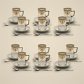 Lanora Baroque Square-Handle Tea Set with Ceramic Saucers