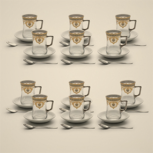 Lanora Baroque Square-Handle Tea Set with Ceramic Saucers