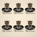 Lanora Baroque Black Tea Set with Ceramic Saucers