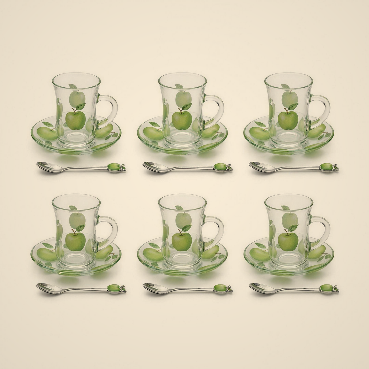 Lanora Orchard Tea Set with Handles and Spoons — 18 Piece