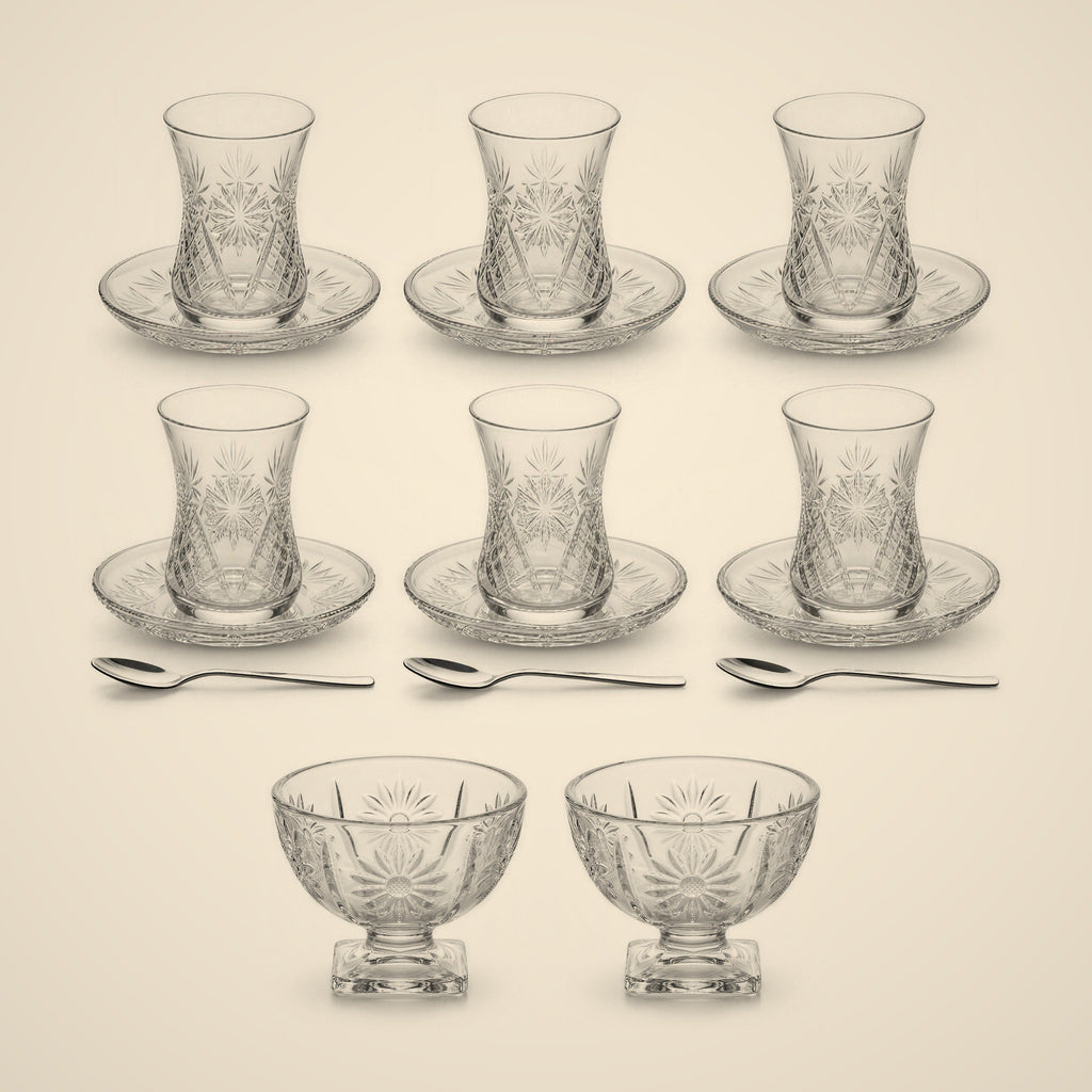 Daisy Tea & Sweets Bundle — tea set and two footed bowls together