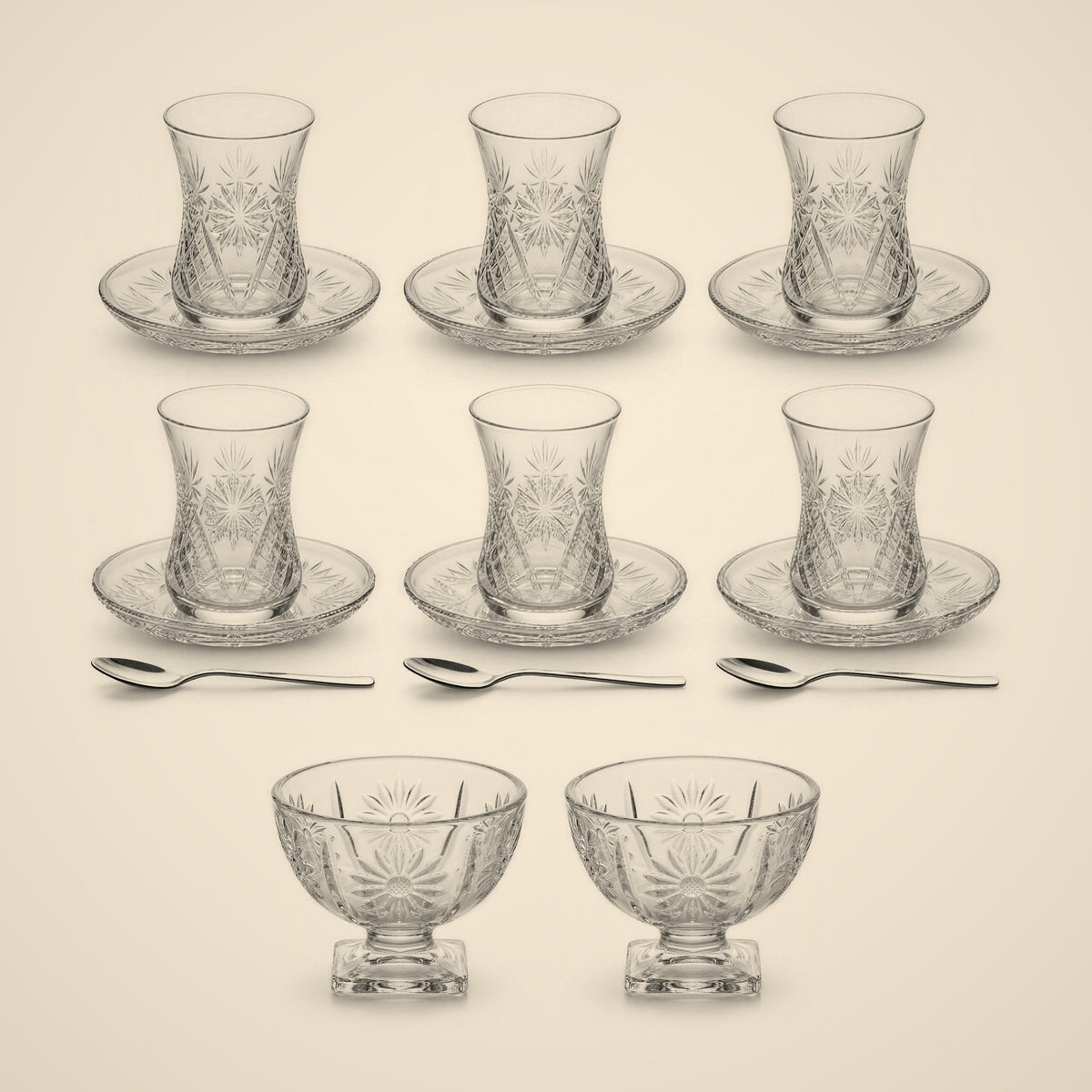 Daisy Tea & Sweets Bundle — tea set and two footed bowls together