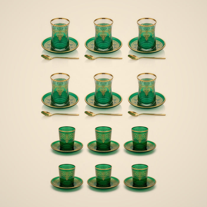 Emerald Gold Tea & Mirra Bundle — tea set and mirra cups together