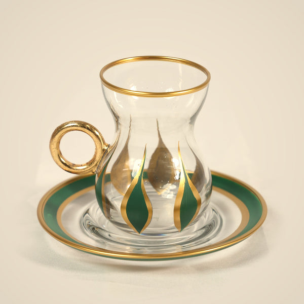 Lanora Ember Green & Gold Tea Set