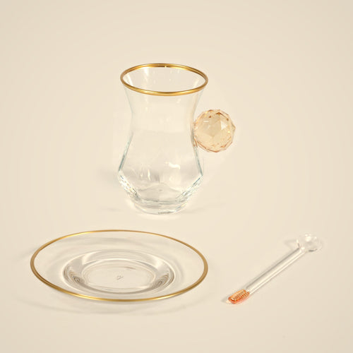 Lanora Amber Crystal-Ball Tea Set — 18 Piece — pieces shown separately