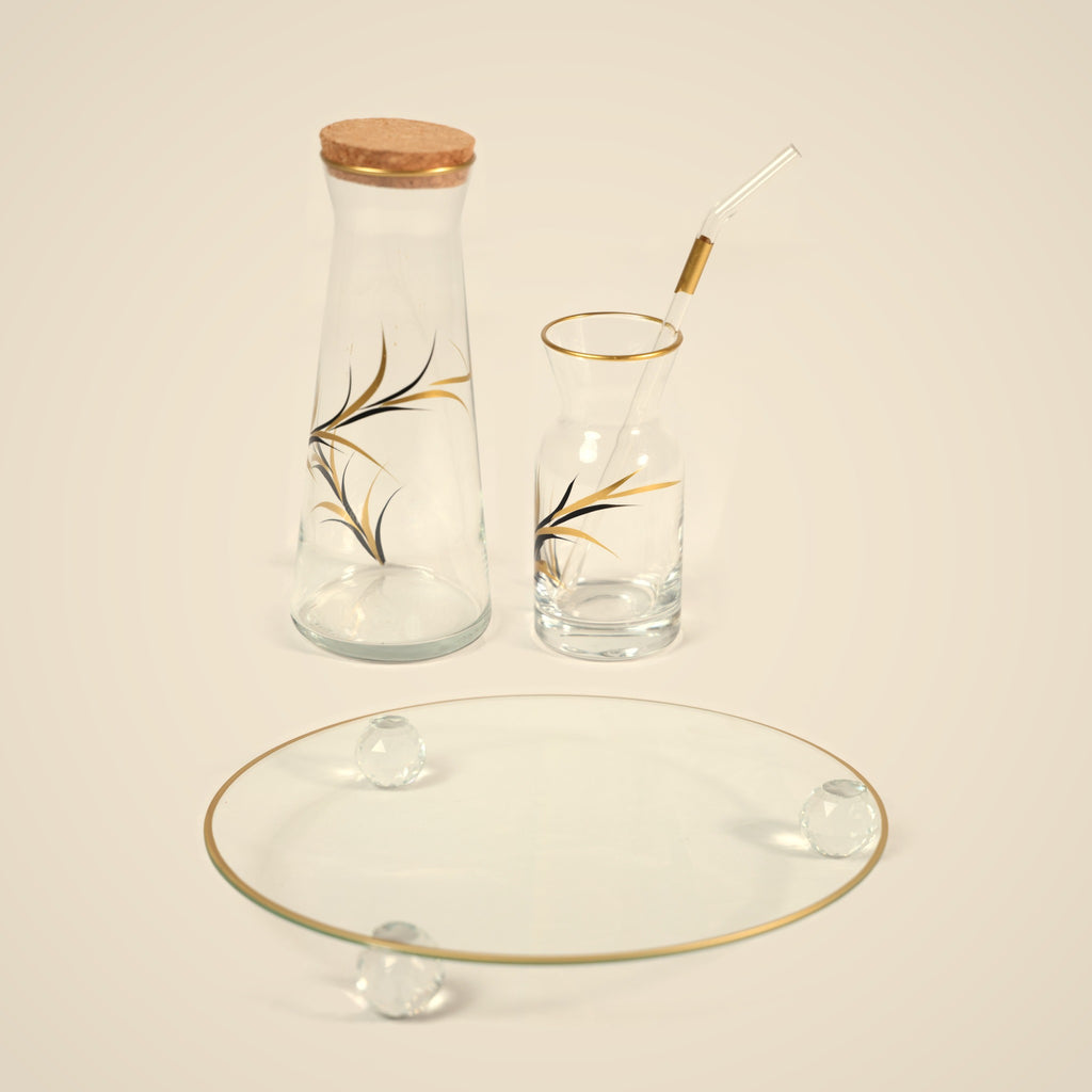 Pour & Present Bundle — Ivy carafe set and Gilt presentation set together