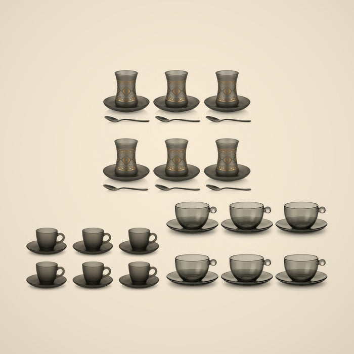 Smoke Full-Table Bundle — tea set, mirra cups and glass cups together